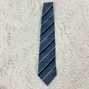 Studio Elegant Gray and purple satin Striped Tie